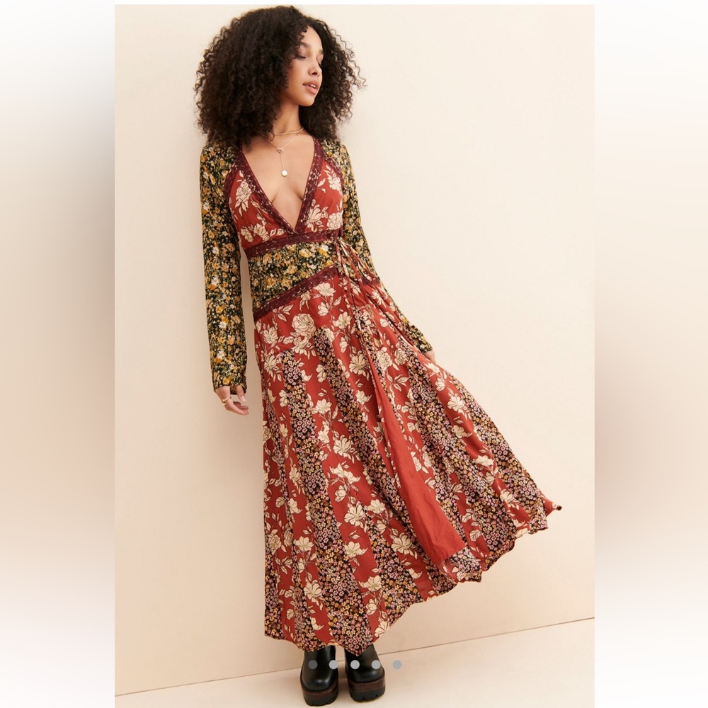Free People Floral Maxi Dress - Red and Black